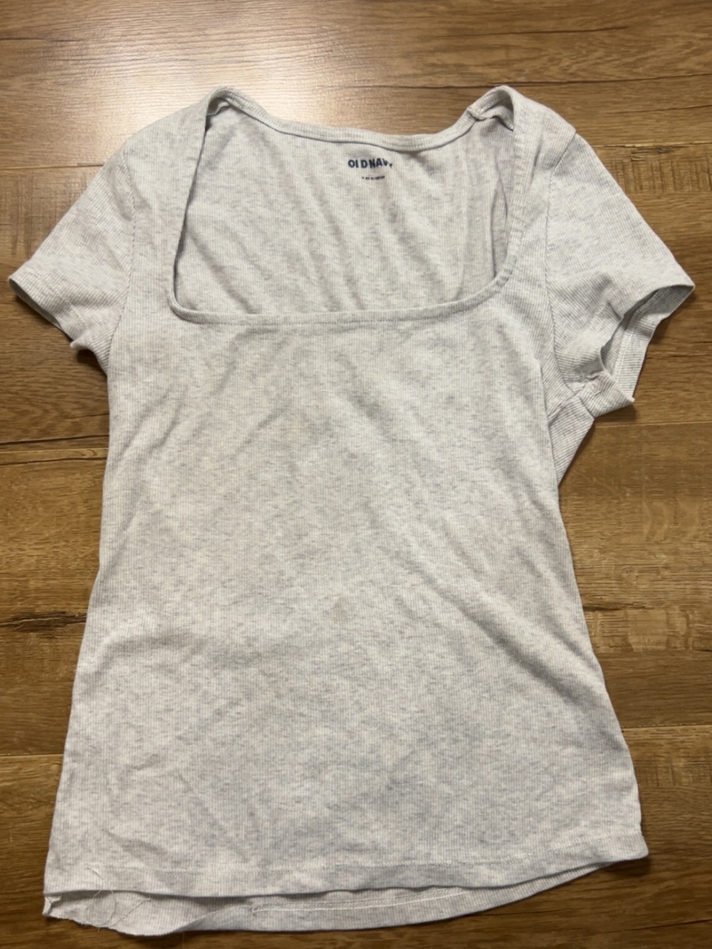 Old Navy Light Gray Square Neck Short Sleeve Tee